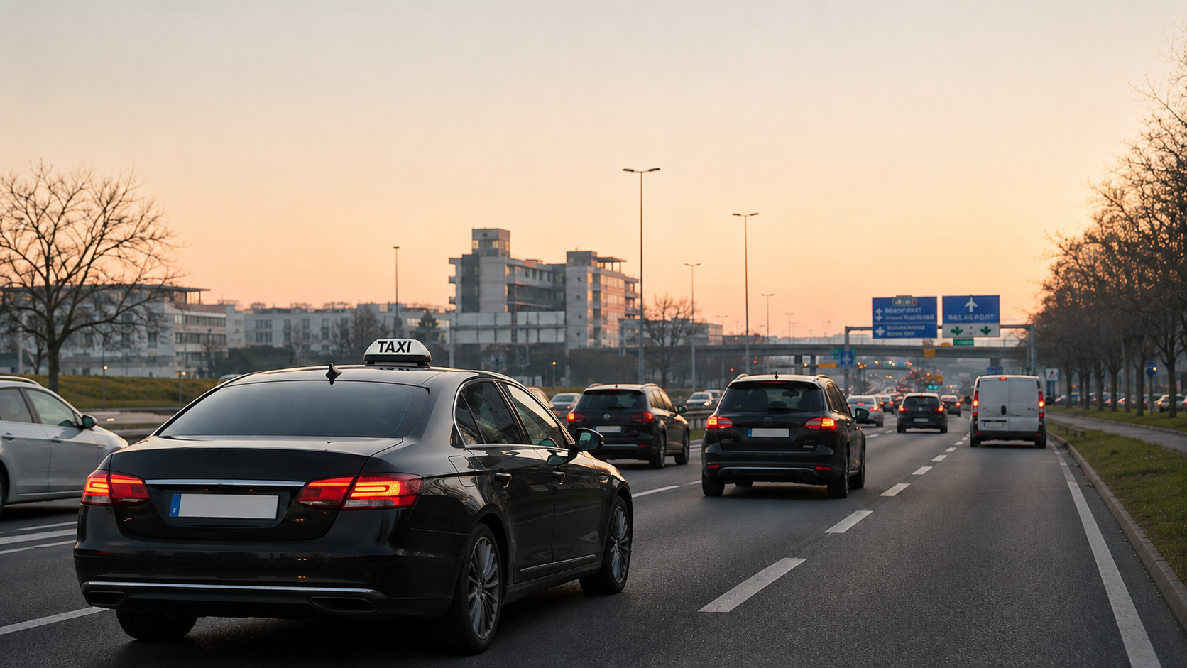 Taxi circulant en direction de l’aéroport de Toulouse-Blagnac